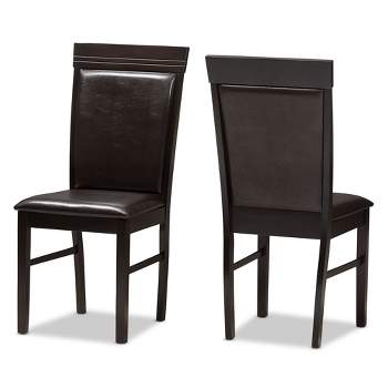 Set of 2 Thea Modern And Contemporary Faux Leather Upholstered Dining Chairs Dark Brown - Baxton Studio: Armless, Wood Frame, 250lbs Capacity
