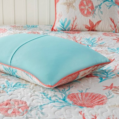 Ivory Cotton Reversible Full Quilt Set with Throw Pillows