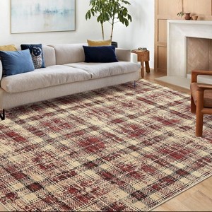 2'x6' Area Rug for Living Room, Machine Washable Non-Slip Vintage Style, Stain Resistant Mat for Dining, Nursery, Office, Entrance, Kitchen, Red - 1 of 4