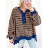 Imily Bela Women Color Block Waffle Knit Top Oversized Comfort  Casual Sweatshirt - 4 of 4
