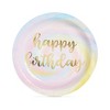 Blue Panda 48-Pack Rainbow Pastel Party Decorations, Gold Foil Happy Birthday Plates, 9 In - 4 of 4