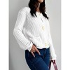 Womens Sweater Cardigan Long Sleeve Round Neck Button Front Casual Cardigan Sweater Tops - 2 of 3