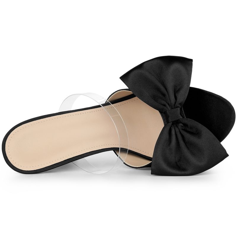 Allegra K Women's Clean Strap Bow Stiletto Heels Mules Slide Sandals, 4 of 7