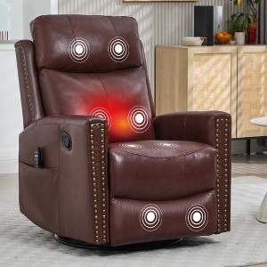 FONTOI Accent Chair, Classic Recliner Chair with Rocker and Swivel, Lazy Chair with Comfortable Arms and Back, Dark Red, 37.5"*41.6"*30.6" - 1 of 4