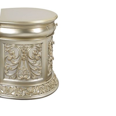 Sorina Antique Gold Oval 3-Drawer Nightstand