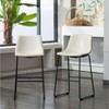 Okak Vintage 31.5" Height PU Leather Dining Chairs Set of 2, Sleigh Legs with Footrest & Zig-Zag Stitching, Metal Frame Counter Stools - 2 of 4