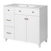 JUJABU 36" Modern Bathroom Vanity with Ceramic Sink, Double-Layer Drawers, Soft Close Doors & Adjustable Shelves - 2 of 4