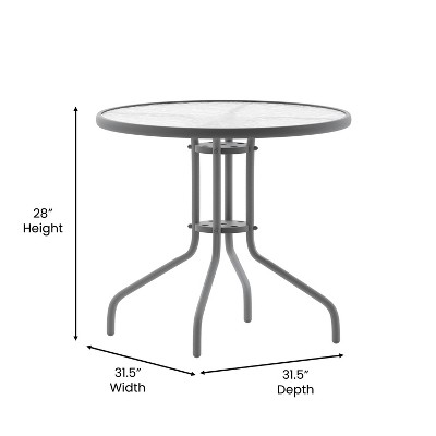 Bellamy 31.5'' Silver Round Tempered Glass Dining Table