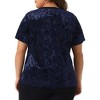 Agnes Orinda Women's Plus Size Velvet Soft Crew Neck Short Sleeve Party T-Shirts - 4 of 4