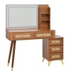 Homy Casa Modern Vanity Table with Mirror & Storage Shelves, Natural Oak - 2 of 4