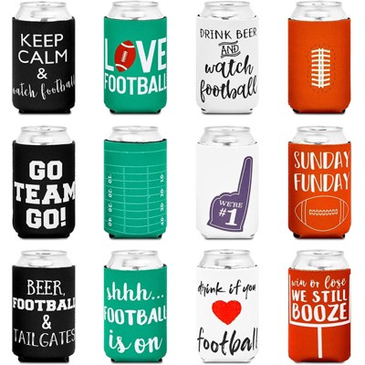 Sparkle and Bash 12 Pack Can Cooler Sleeves for Cold Drinks, Beer Coozies Football Party Supplies