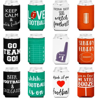 Sparkle and Bash 12 Pack Can Cooler Sleeves for Cold Drinks, Beer Coozies Football Party Supplies