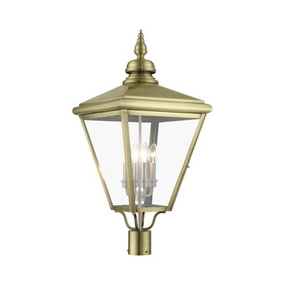 Livex Lighting Adams 4 - Light Post Light in  Antique Brass/Brushed Nickel