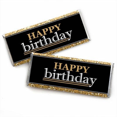 Big Dot of Happiness Adult Happy Birthday - Gold - Candy Bar Wrappers Birthday Party Favors - Set of 24