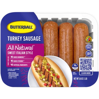Butterball All Natural Sweet Italian Style Lean Turkey Sausage - 16oz