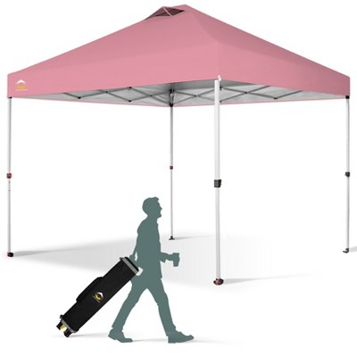 CROWN SHADES 10x10 Pop Up Canopy - Beach Tent with One Push Setup - Easy Outdoor Sun Shade for Events, Parties, Camping - Gazebo with STO-N-Go Cover Bag, Silver Coated Top