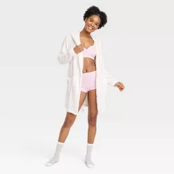 Women's Cable Knit Cozy Robe + Socks - Colsie™ White XL