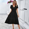 Women Holiday Elegant Jacquard Summer Short Sleeve Pleated Dress - 2 of 4