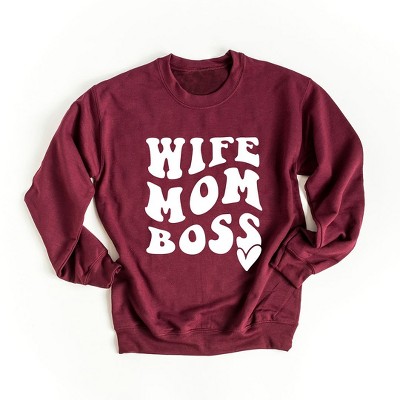 Simply Sage Market Women's Graphic Sweatshirt Wife Mom Boss Wavy Heart