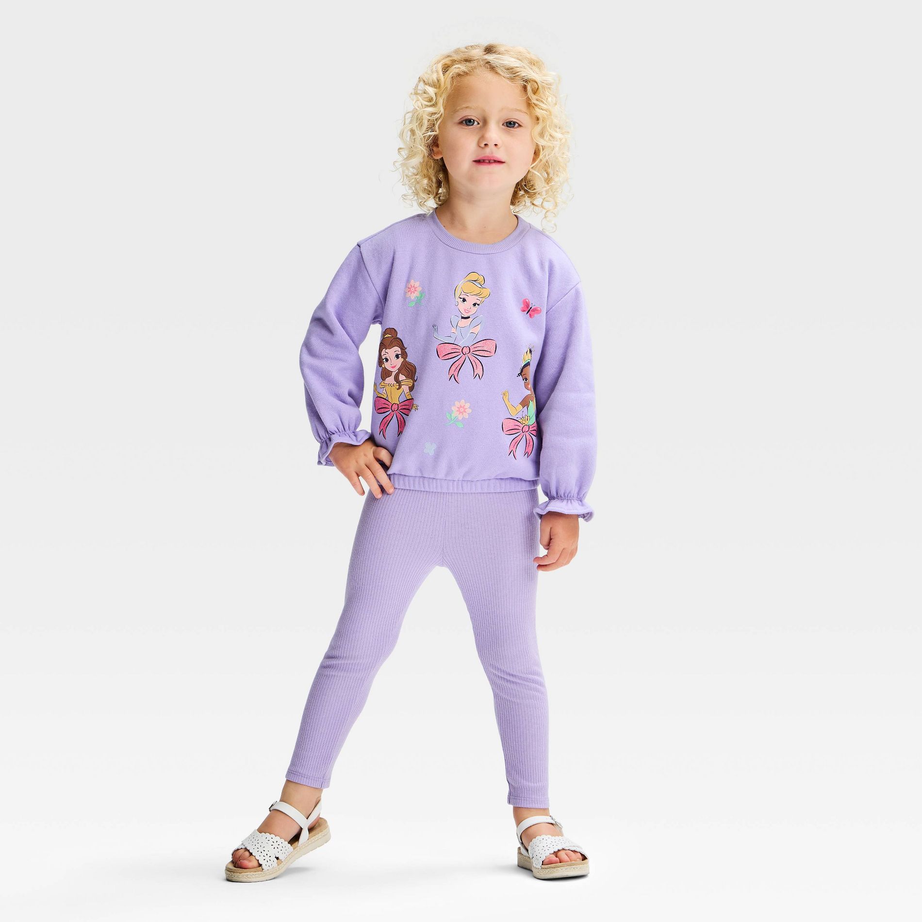 Toddler Girls' 2pc Disney Princesses Fleece Sweatshirt & Pants Set - Purple