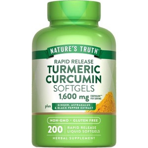 Nature's Truth Turmeric Curcumin Complex | Plus Ginger, Astragalus, & Black Pepper Extract | 200 Softgels - 1 of 4