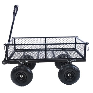 SEVOBAL Utility Storage Cart Garden Trolley, Double-Barred Cargo Handcart, Easy To Transport Firewood, Black, 37.00"*19.48"*40.15" - 1 of 4