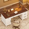 GustoWave 60" Executive Desk, Home Office Desk with Drawers, Wooden Work Desk with File Cabinet, Computer Desk Writing - 2 of 4