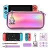 DOMETOUR Switch Case for NS Switch, 17-in-1 Bundle: Carrying Case, Game Case, Protective Case, Screen Protector & Thumb Caps (Mermaid Pink). - 3 of 4
