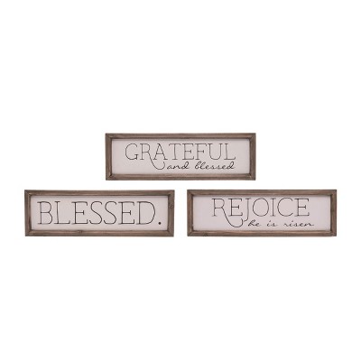 Transpac Wood Blessings Decor Set of 3 Spring Home Decorations