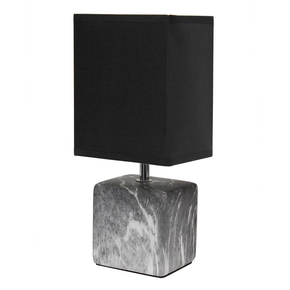 Photos - Floodlight / Street Light Petite Marbled Ceramic Table Lamp with Fabric Shade Gray - Simple Designs