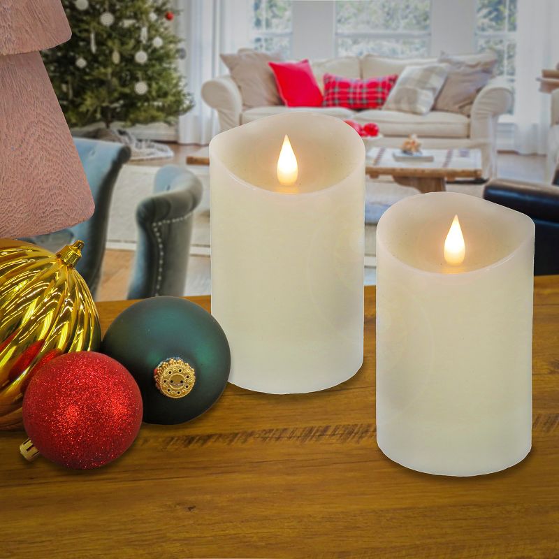5" HGTV LED Real Motion Flameless Ivory Candles Warm White Lights, Set of 2 - National Tree Company, 2 of 5