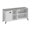 48" White & Grey TV Stand + 83.4" LED Tall Bookcase with Drawers – Modern Storage Combo for Living Room or Office - 4 of 4