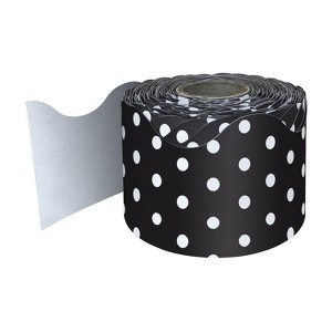 Carson Dellosa Education Black with White Polka Dots Rolled Scalloped Border, 65 Feet (Pack of 2) - 1 of 1