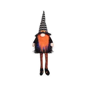 Gallerie II Orange Dangle Leg Halloween Gnome with LED Shelf Sitter