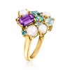 Ross-Simons 4-5mm Cultured Pearl and 2.20 ct. t.w. Multi-Gemstone Cluster Ring in 18kt Gold Over Sterling - 3 of 4