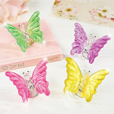 Colorful Glass Butterfly Decorations Set of 4 - Purple, Green, Pink, Yellow
