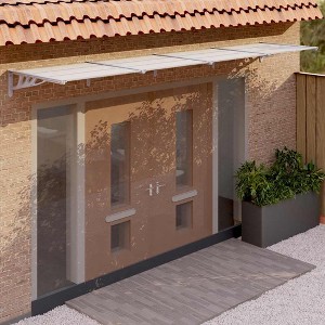 vidaXL Door Canopy Gray and Transparent 155.9"x35.4" Polycarbonate - 1 of 4