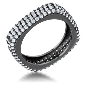 Slickblue 1.29ct CZ Hematite Contemporary Square Band Ring for Women, Pave Set with Round Stones, Sizes 5-10 - 1 of 4