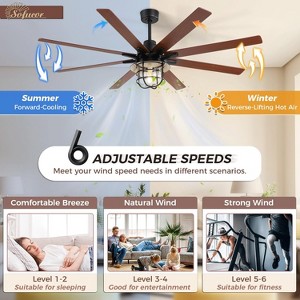 Sofucor 66 Inch Ceiling Fans with Lights and Remote Large 6-Speed 3-Timer Farmhouse Ceiling Fan Noiseless Reversible DC Motor Glass Lampshade - 1 of 4