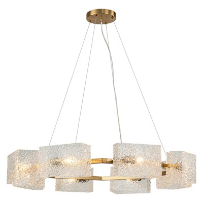 LLHZSY 8-Light Farmhouse Round Modern Water Ripple Glass Chandeliers for Dining Room - W34 3/10"