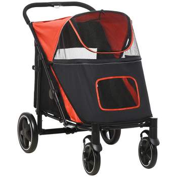 PawHut One-Click Foldable Large Doggy Stroller for Medium Dogs & Large Dogs, Pet Stroller with Storage, Dog Accessories, Dog Walking Stroller