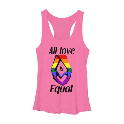 Adult Design By Humans Love is Equal Holding Hands Pride Flag By dnlribeiro88 Racerback Tank Top