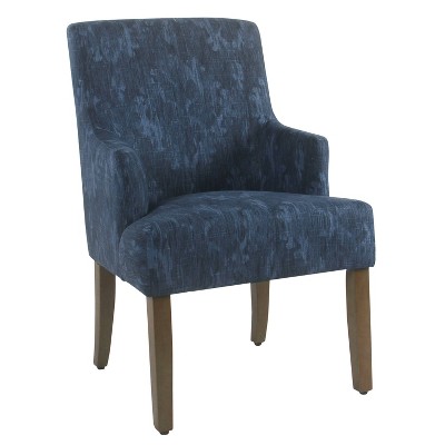 Dining Chair with Swoop Armrests and Wooden Feet Blue - Benzara