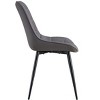 DOMETOUR Modern Dark Grey Fabric Dining Chair with Stylish Grid Pattern - 3 of 4