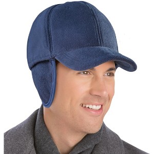 Collections Etc Mens Stylish Polyester Warm Fleece Hat with Ear Flaps NO SIZE Navy
