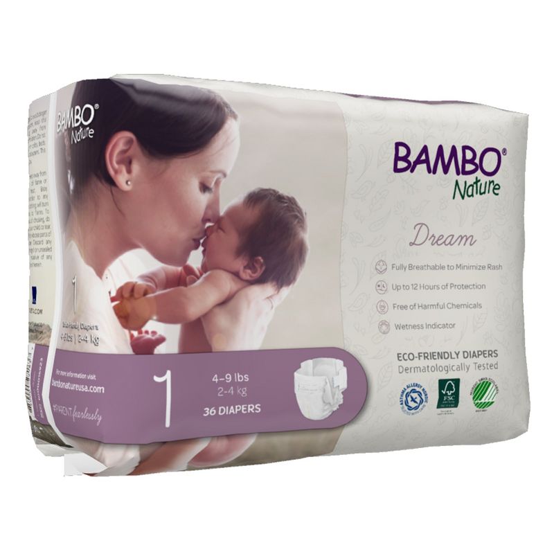 Bambo Nature Dream Disposable Diapers, Eco-Friendly, Size 1, 36 Count, 3 Packs, 108 Total, 3 of 6