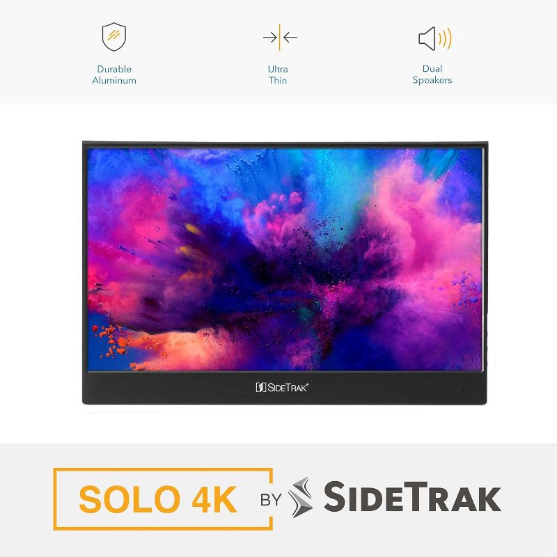 SideTrak Solo 15.8" Freestanding 4k Portable Monitor for Laptop - IPS 3840 x 2160 USB Anti-Glare LED Display with Case - Black, 3 of 12