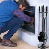 Tangkula Fireplace Tool 5 sets Pendant Tongs Fire Hook Brush Shovel Black w/ 31" Pedestal Base - 3 of 4
