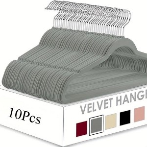 NAYSAYE Velvet Clothes Hangers Set 50 Pack Soft Non Slip Heavy Duty Hangers for Closet Bedroom or Entryway, Gray, 15.94"*8.66"*13.78" - 1 of 4