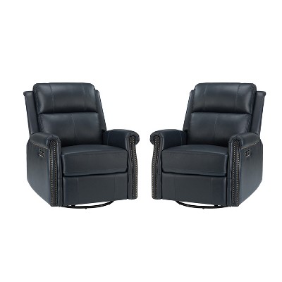 Set of 2 Lorenzo Genuine Leather Power Rocking Recliner | ARTFUL LIVING DESIGN